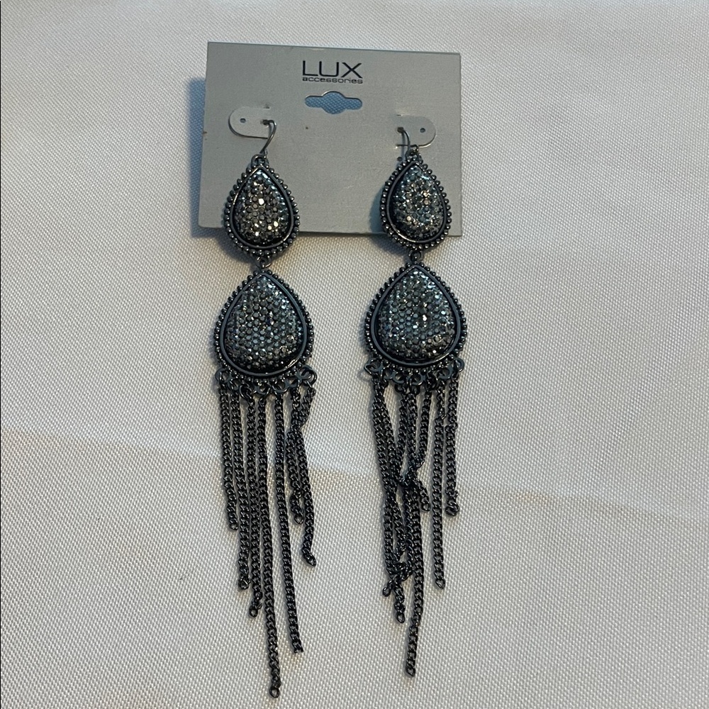 Lux Black and Silver Chain Earrings